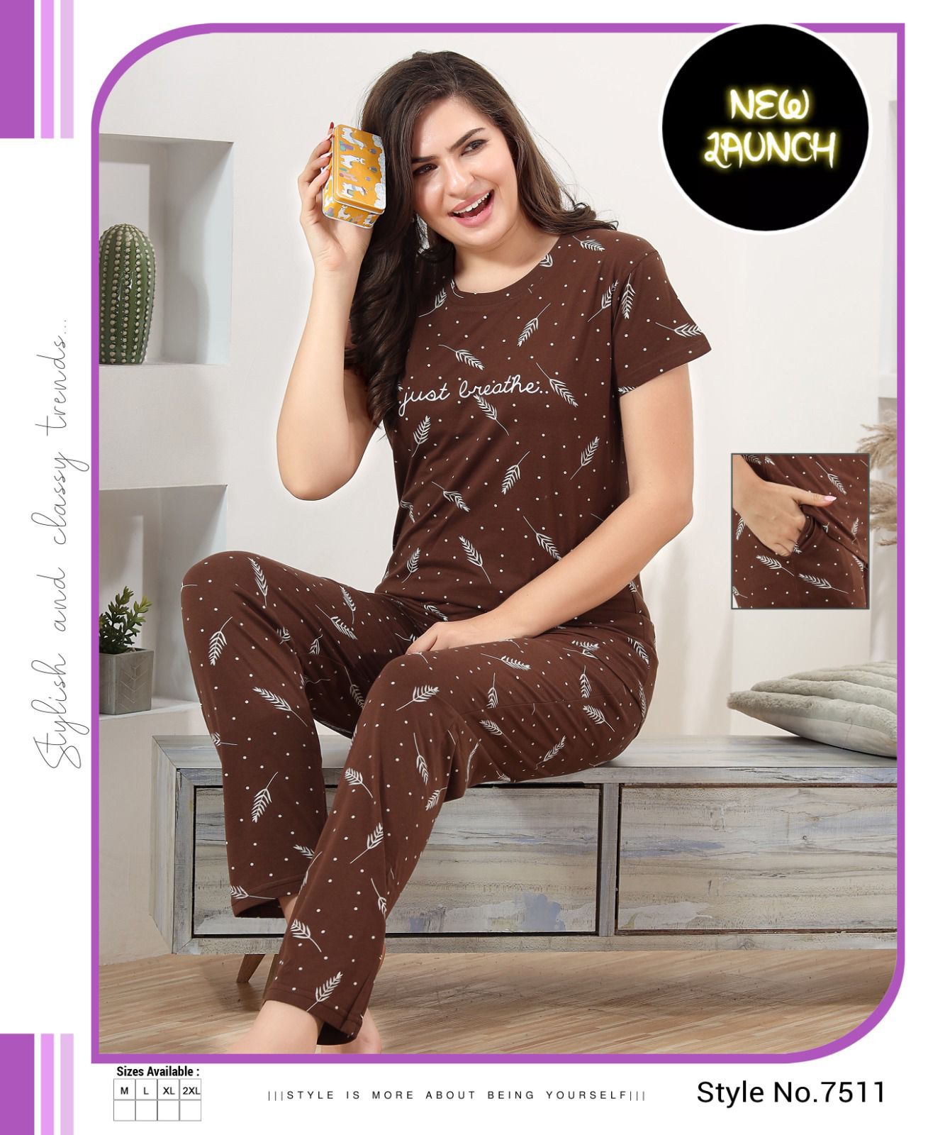 Summer Special Vol B 479 Printed Hosiery Cotton Night Suit
